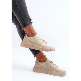 Zapatillas de mujer de piel con plataforma Eselmarie beige 7
