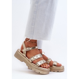 Sandalias Mujer Decoradas Piel Ecológica Oro Arcida dorado 2 Sandalias Mujer Decoradas Piel Ecológica Oro Arcida dorado 2