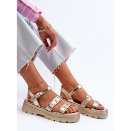 Sandalias Mujer Decoradas Piel Ecológica Oro Arcida dorado 8