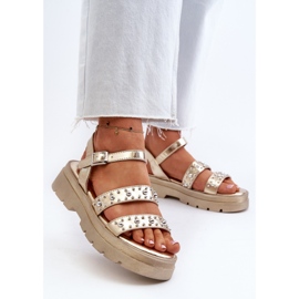 Sandalias Mujer Decoradas Piel Ecológica Oro Arcida dorado 3