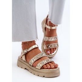 Sandalias Mujer Decoradas Piel Ecológica Oro Arcida dorado 4