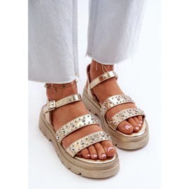 Sandalias Mujer Decoradas Piel Ecológica Oro Arcida dorado 5