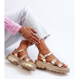 Sandalias Mujer Decoradas Piel Ecológica Oro Arcida dorado 7