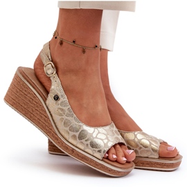 Sandalias de cuña doradas Sergio Leone SK301 para mujer dorado 8