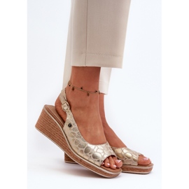Sandalias de cuña doradas Sergio Leone SK301 para mujer dorado 2