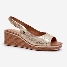 Sandalias de cuña doradas Sergio Leone SK301 para mujer dorado 1