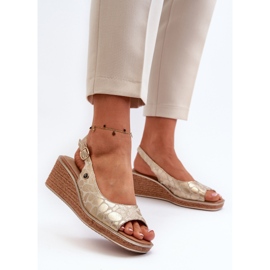 Sandalias de cuña doradas Sergio Leone SK301 para mujer dorado 3
