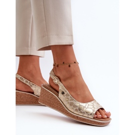 Sandalias de cuña doradas Sergio Leone SK301 para mujer dorado 5
