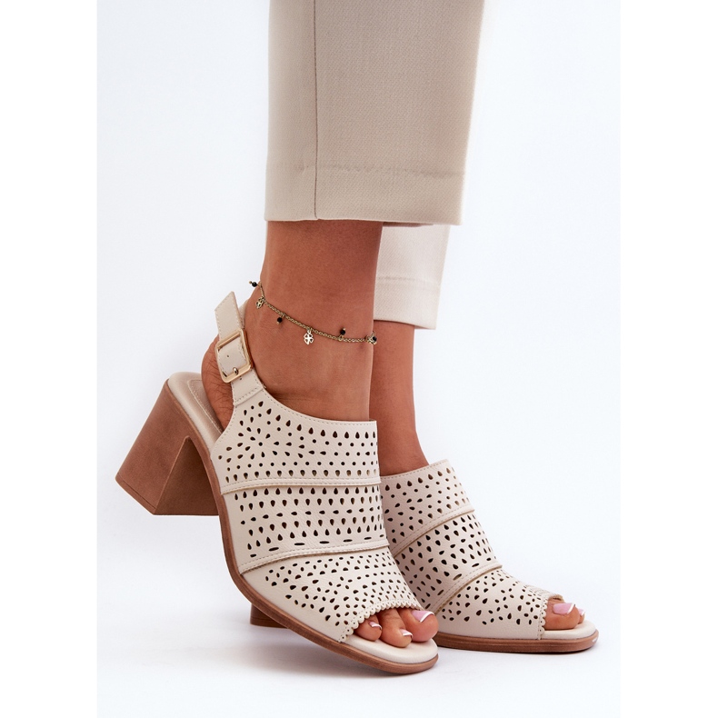 Sandalias Caladas de Tacón Alto Sergio Leone SK565 Beige Claro 2