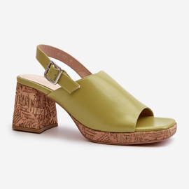 Sandalias Mujer Piel Ecológica Con Tacón Alto Sergio Leone SK572 Pistacho verde 1