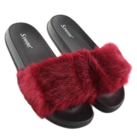 Chanclas con pelo dd69p vino rojo 1