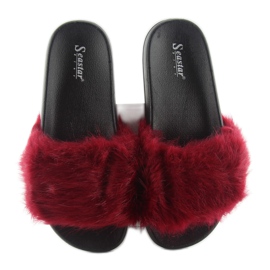 Chanclas con pelo dd69p vino rojo 2