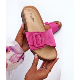 Chanclas de Mujer Con Hebilla Ante Ecológico Fucsia Laeltia rosa 1