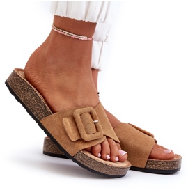 Chanclas Mujer Laeltia Ante Eco Camel Con Hebilla marrón 10