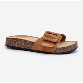 Chanclas Mujer Laeltia Ante Eco Camel Con Hebilla marrón 2