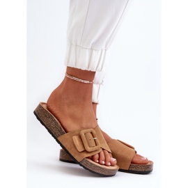 Chanclas Mujer Laeltia Ante Eco Camel Con Hebilla marrón 3