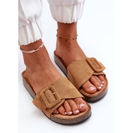 Chanclas Mujer Laeltia Ante Eco Camel Con Hebilla marrón 6