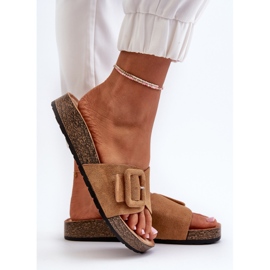 Chanclas Mujer Laeltia Ante Eco Camel Con Hebilla marrón 8