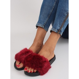 Chanclas con pelo dd69p vino rojo 4