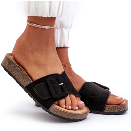 Chanclas de Mujer Con Hebilla Ante Ecológico Negro Laeltia 11
