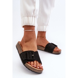 Chanclas de Mujer Con Hebilla Ante Ecológico Negro Laeltia 5