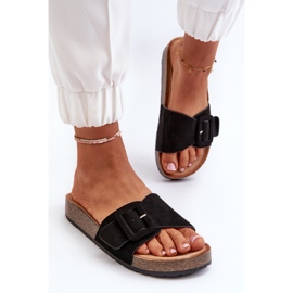 Chanclas de Mujer Con Hebilla Ante Ecológico Negro Laeltia 6