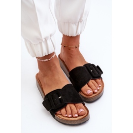 Chanclas de Mujer Con Hebilla Ante Ecológico Negro Laeltia 9