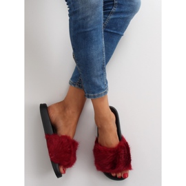 Chanclas con pelo dd69p vino rojo 5