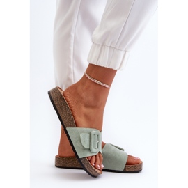 Chanclas de mujer de ante ecológico con hebilla, menta Laeltia verde 7