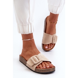 Chanclas de Mujer Con Hebilla Ante Ecológico Beige Laeltia 5