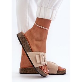 Chanclas de Mujer Con Hebilla Ante Ecológico Beige Laeltia 7