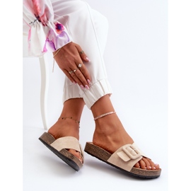 Chanclas de Mujer Con Hebilla Ante Ecológico Beige Laeltia 9