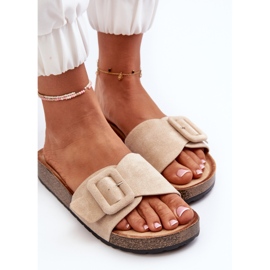 Chanclas de Mujer Con Hebilla Ante Ecológico Beige Laeltia 6