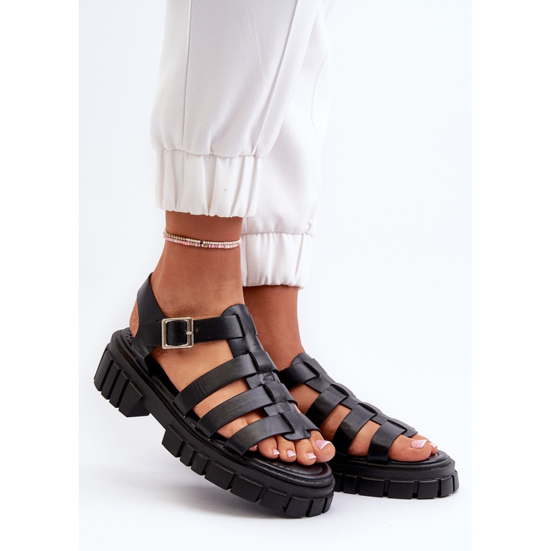 Sandalias Romanas Mujer Negro Rosarose 2