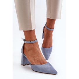 Zapatos de salón de tacón alto con punta en punta, Eco Suede, Blue Halene azul 6