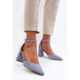 Zapatos de salón de tacón alto con punta en punta, Eco Suede, Blue Halene azul 5