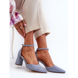 Zapatos de salón de tacón alto con punta en punta, Eco Suede, Blue Halene azul 10
