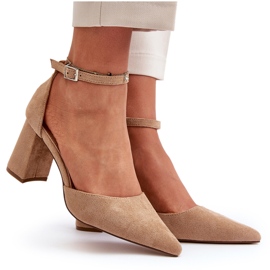 Zapatos De Tacón Alto Con Punta En Punta Ante Ecológico Beige Halene 8