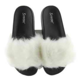 Pantuflas con pelo dd69p blanco 4