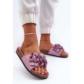 Chanclas de Mujer con Plataforma de Corcho Fabricadas en Ante Ecológico, Morado Jaihini violeta 3