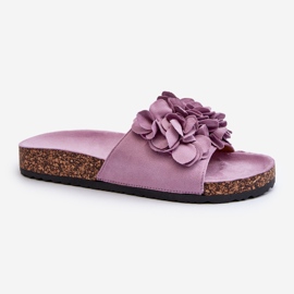 Chanclas de Mujer con Plataforma de Corcho Fabricadas en Ante Ecológico, Morado Jaihini violeta 1