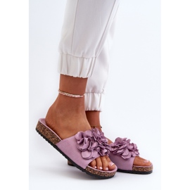 Chanclas de Mujer con Plataforma de Corcho Fabricadas en Ante Ecológico, Morado Jaihini púrpura 2