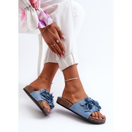 Chanclas de Mujer con Plataforma de Corcho Fabricadas en Ante Ecológico, Azul Jaihini 7