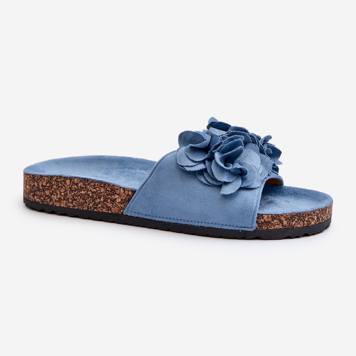 Chanclas de Mujer con Plataforma de Corcho Fabricadas en Ante Ecológico, Azul Jaihini 1 Chanclas de Mujer con Plataforma de Corcho Fabricadas en Ante Ecológico, Azul Jaihini 1