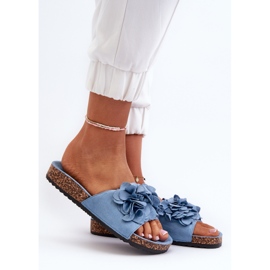 Chanclas de Mujer con Plataforma de Corcho Fabricadas en Ante Ecológico, Azul Jaihini 2 Chanclas de Mujer con Plataforma de Corcho Fabricadas en Ante Ecológico, Azul Jaihini 2