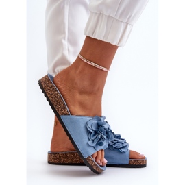 Chanclas de Mujer con Plataforma de Corcho Fabricadas en Ante Ecológico, Azul Jaihini 6
