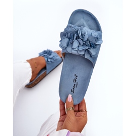 Chanclas de Mujer con Plataforma de Corcho Fabricadas en Ante Ecológico, Azul Jaihini 8