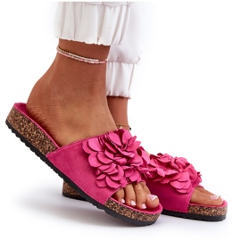 Chanclas de Mujer con Plataforma de Corcho confeccionadas en Ante Ecológico Fucsia Jaihini rosado 9