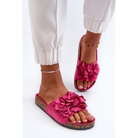 Chanclas de Mujer con Plataforma de Corcho confeccionadas en Ante Ecológico Fucsia Jaihini rosado 4