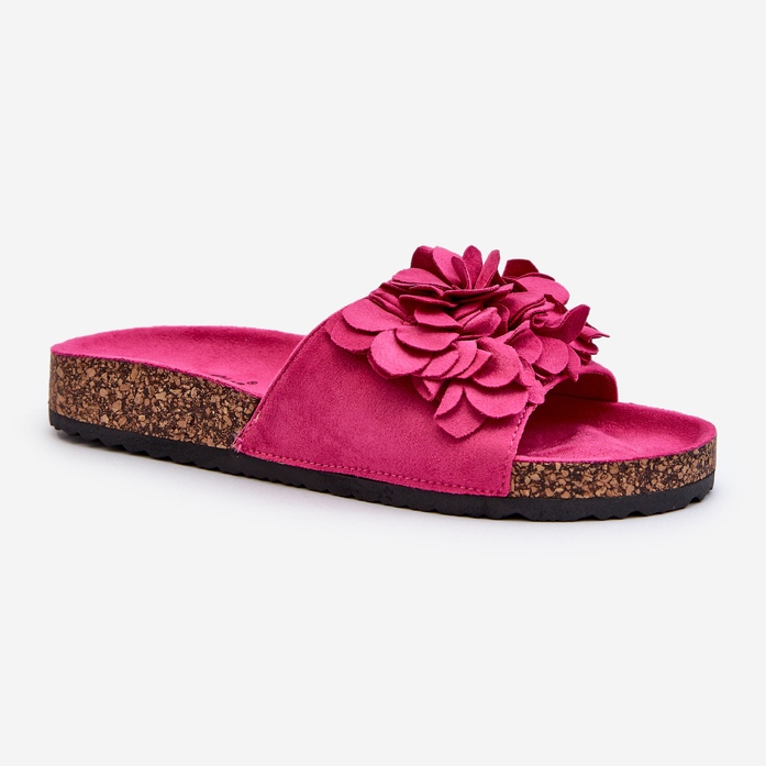 Chanclas de Mujer con Plataforma de Corcho confeccionadas en Ante Ecológico Fucsia Jaihini rosa 1